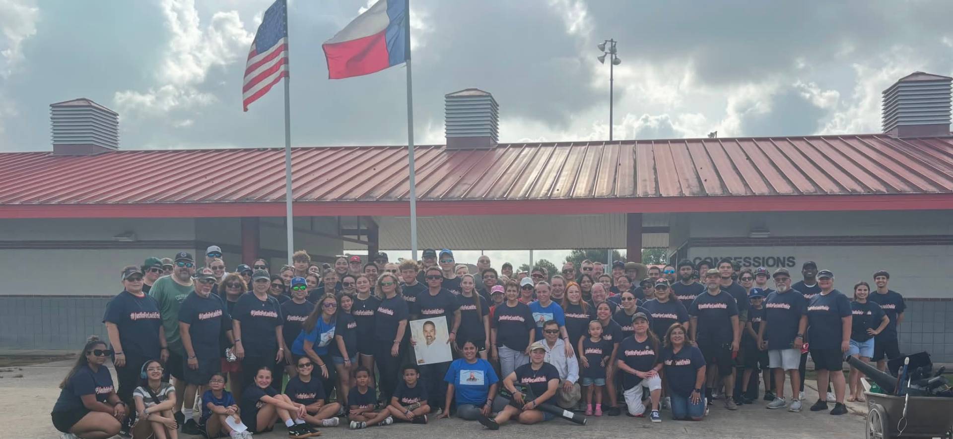The volunteers who gathered for the Loving Like Lou field day at North Shore Little League